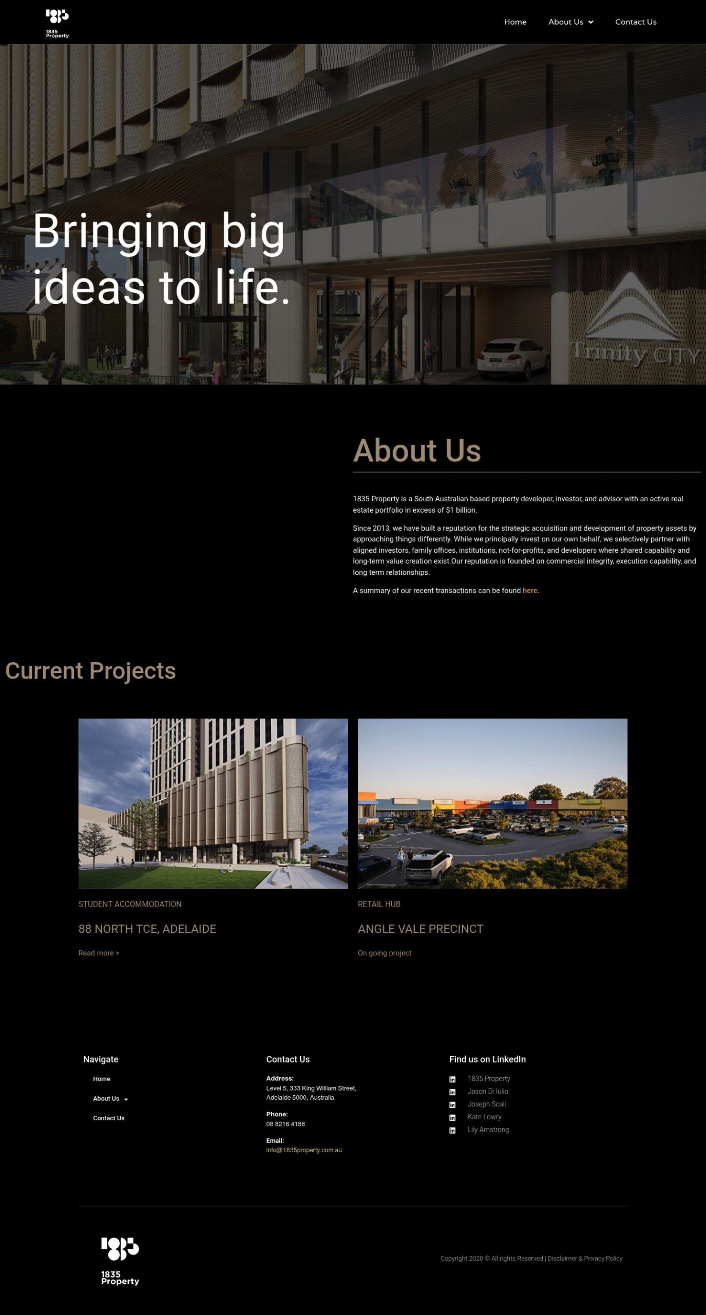 1835 Property homepage screenshot