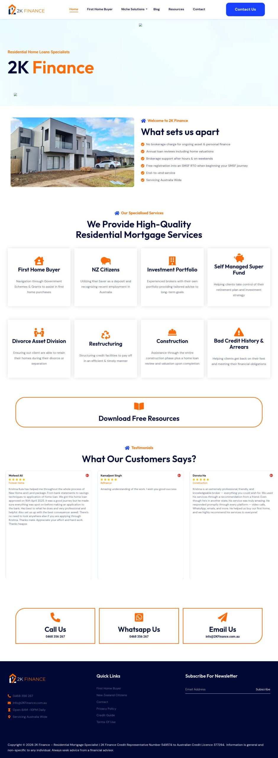 2kfinance homepage screenshot