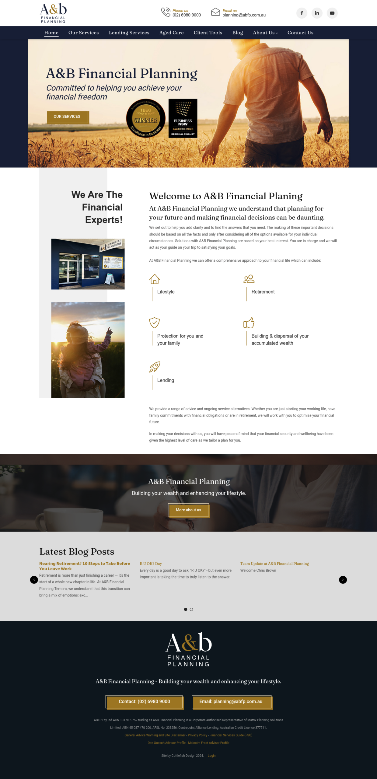 A&B Financial Planning homepage screenshot