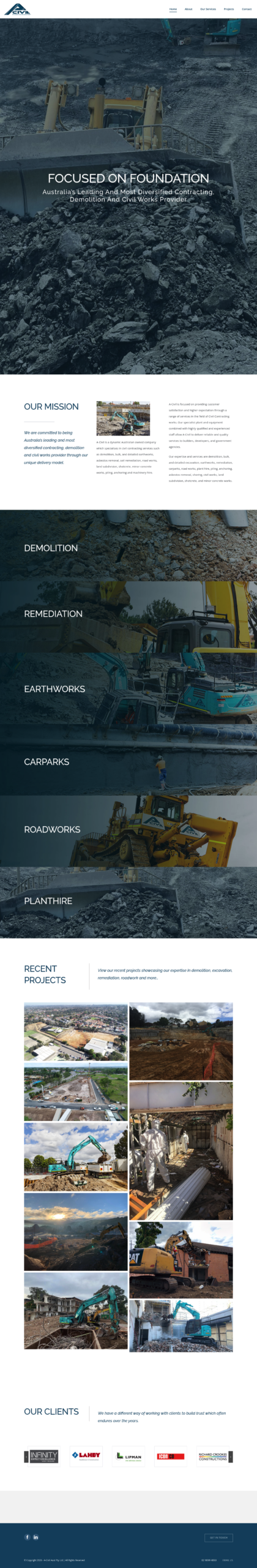 A-Civil AUST homepage screenshot