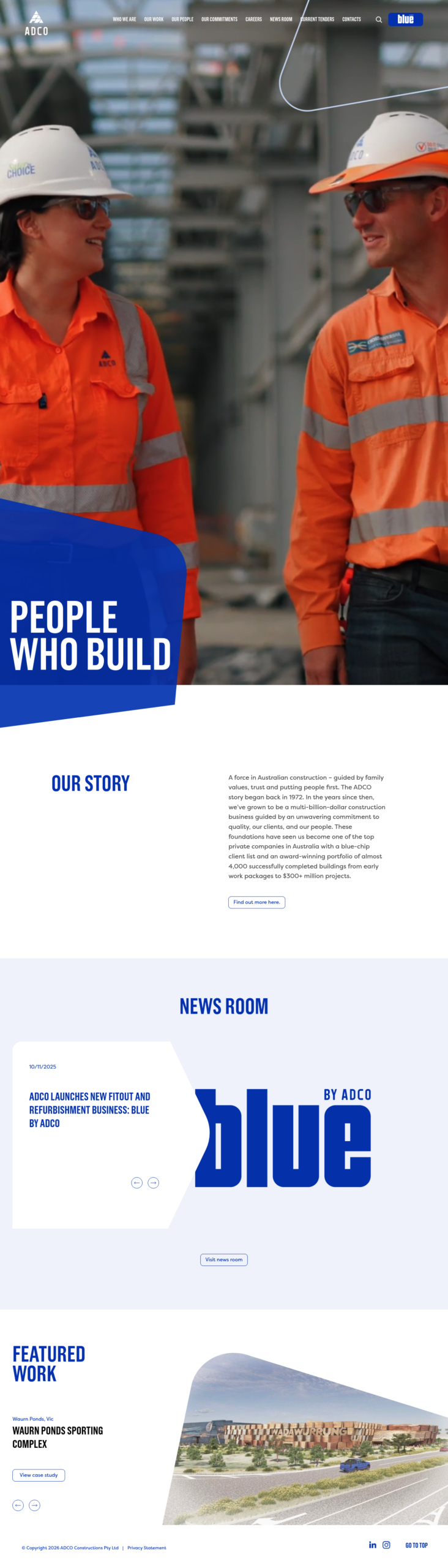 ADCO Constructions homepage screenshot