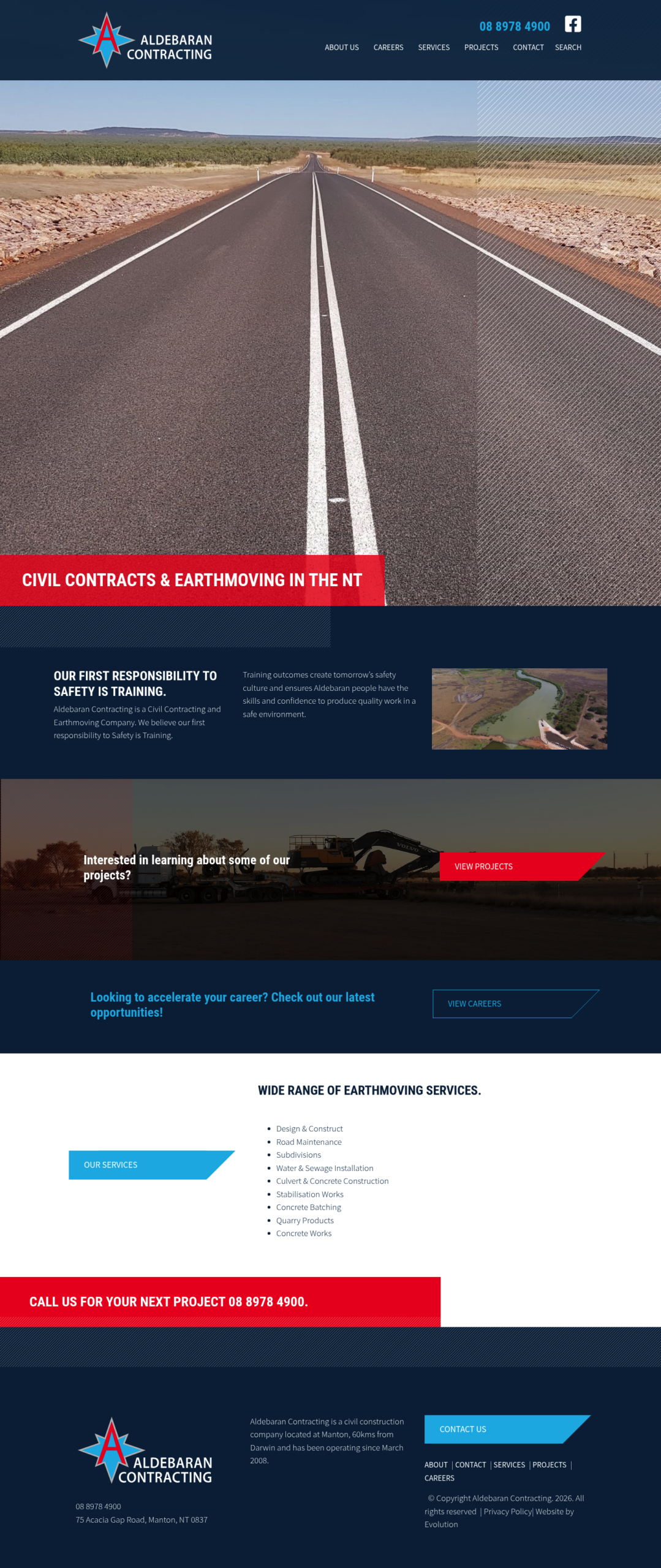 ALDEBARAN CONTRACTING PTY LTD homepage screenshot