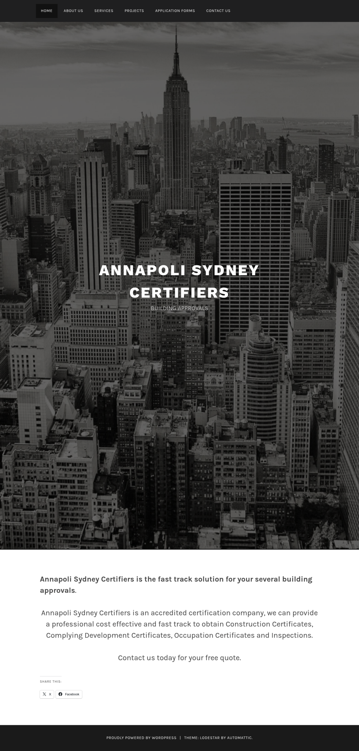ANNAPOLI SYDNEY CERTIFIERS homepage screenshot