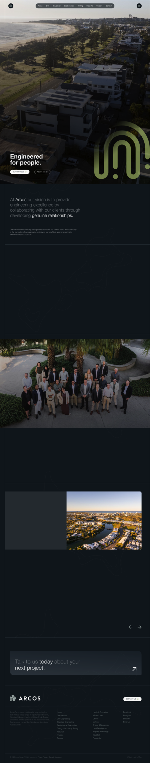 ARCOS Group homepage screenshot