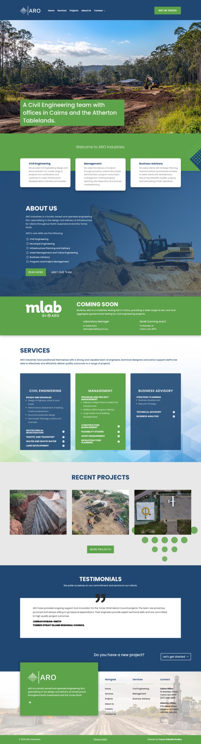 ARO INDUSTRIES PTY LTD homepage screenshot