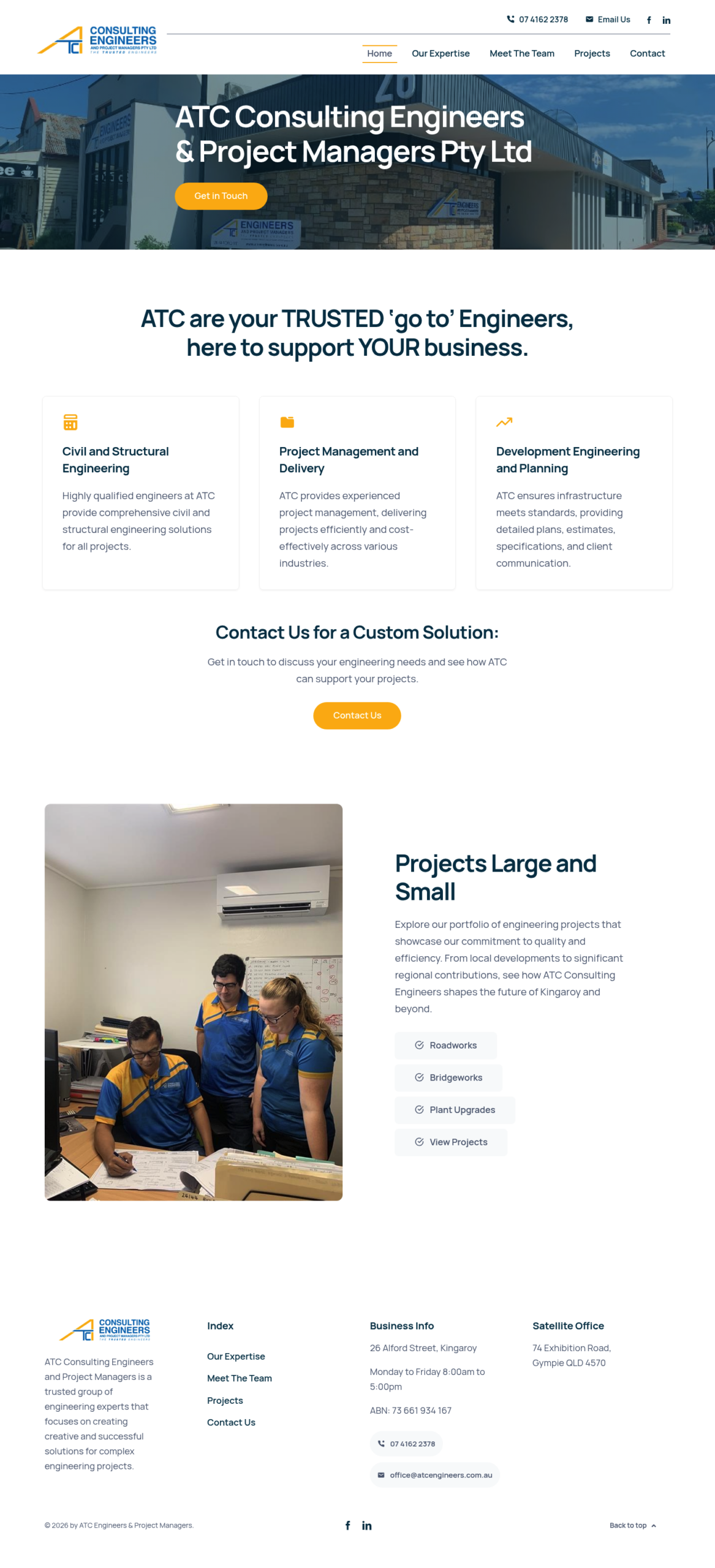 ATC Engineers & Project Managers homepage screenshot