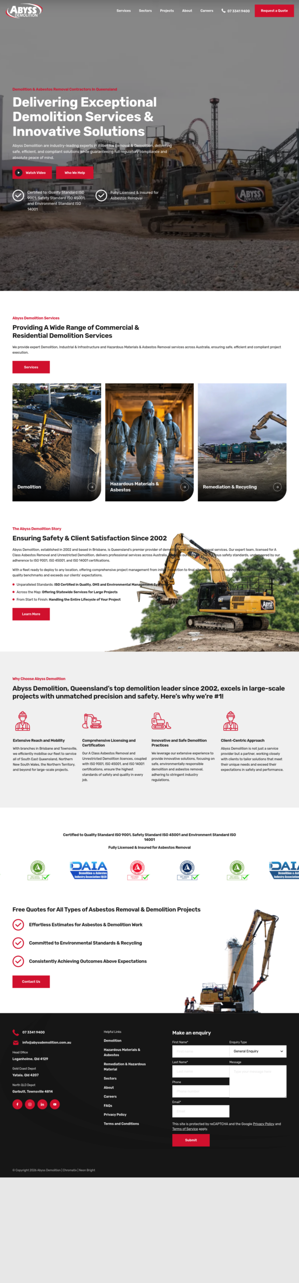 Abyss Demolition homepage screenshot