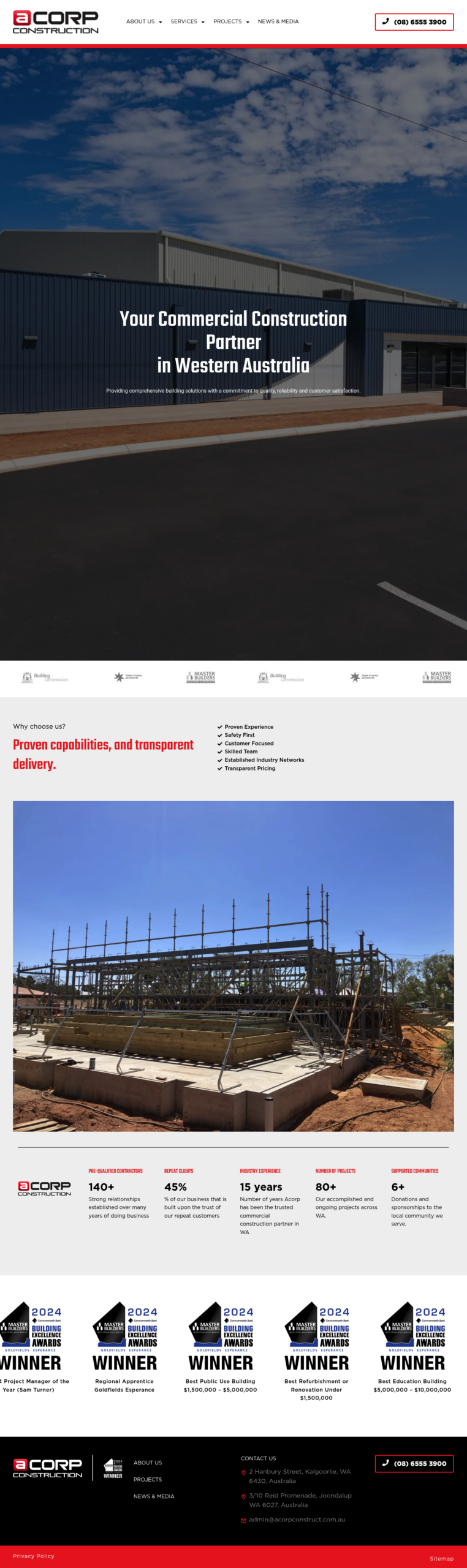 Acorpconstruct homepage screenshot