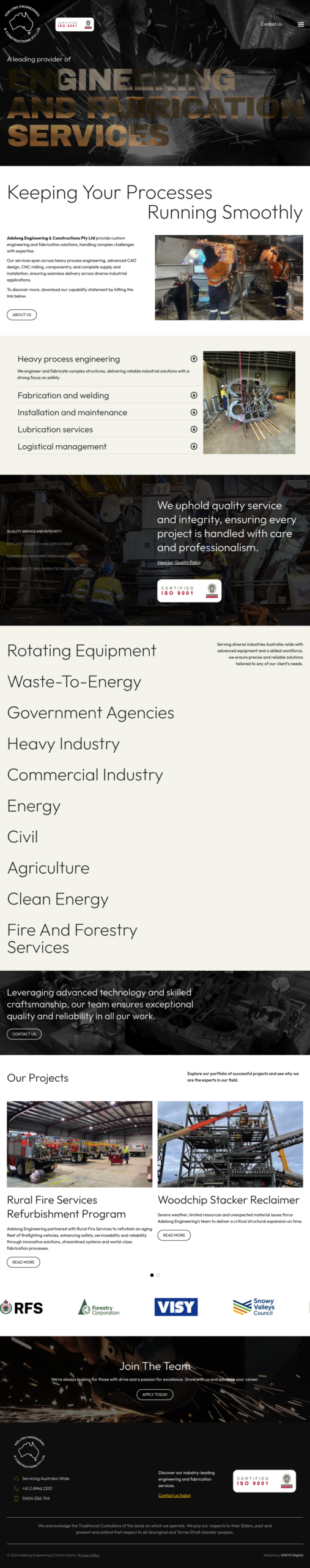 Adelong Engineering & Constructions Pty Ltd homepage screenshot