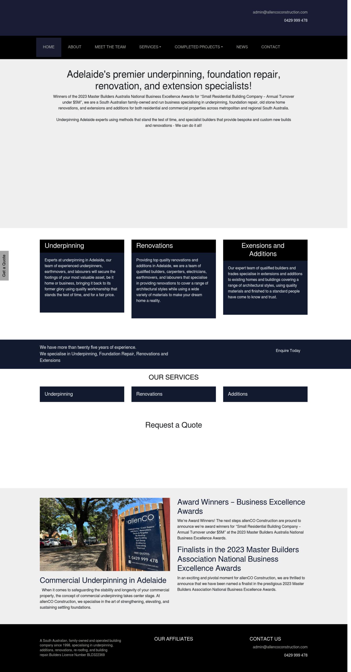 Allencoconstruction homepage screenshot