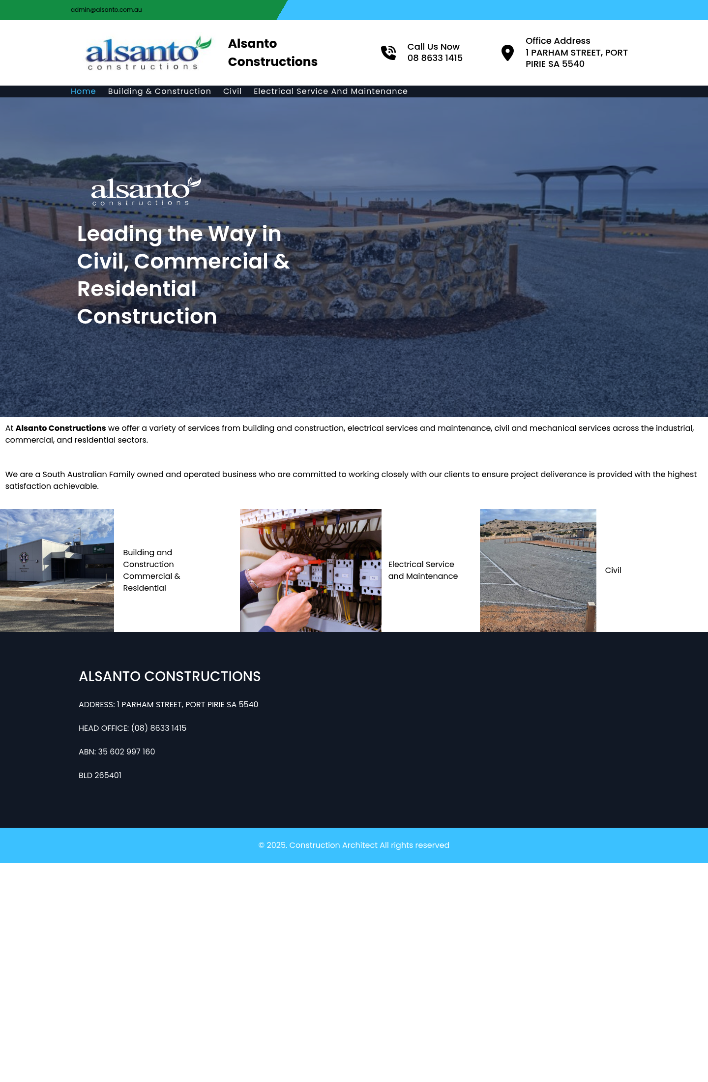 Alsanto Constructions homepage screenshot