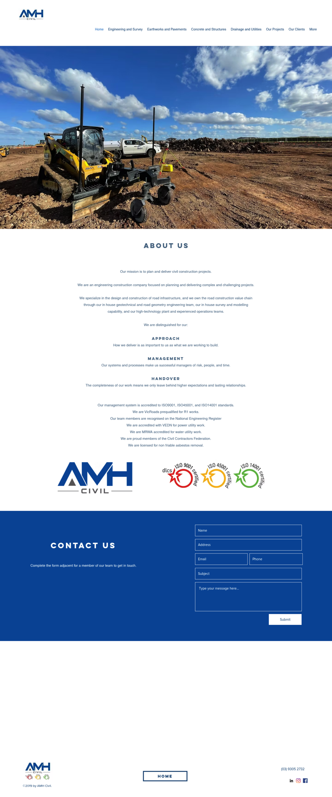 Amhcivil homepage screenshot