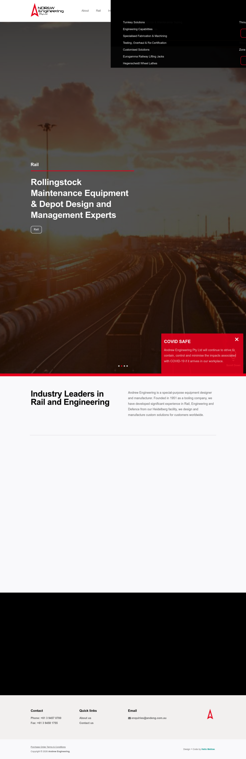 Andrew Engineering Pty Ltd homepage screenshot