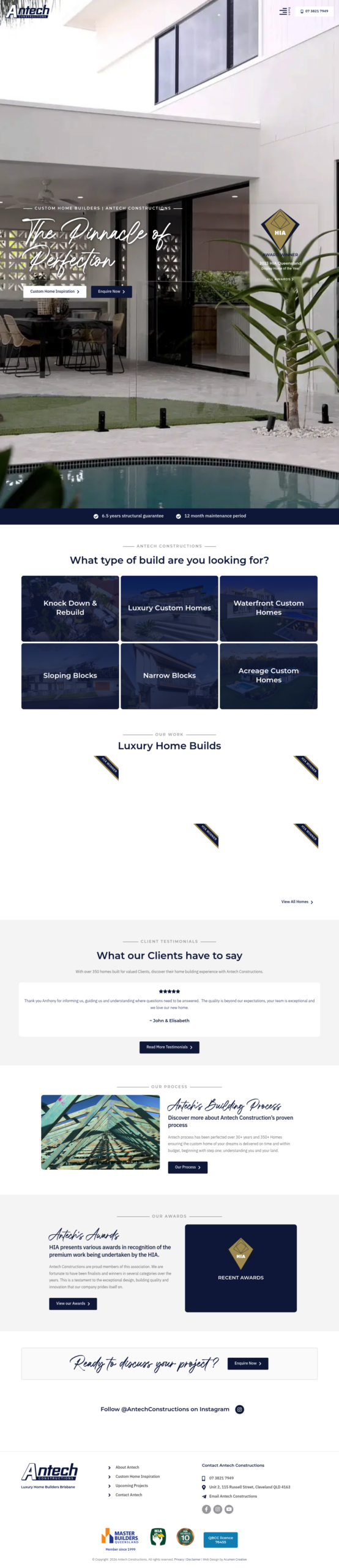 Antech Constructions homepage screenshot