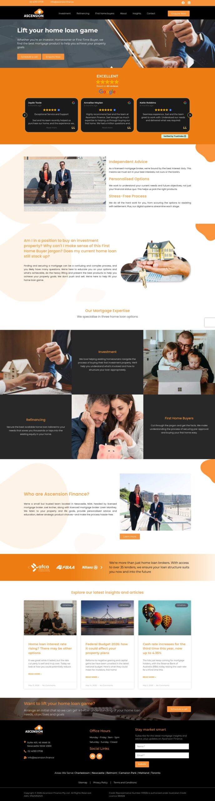 Ascension Finance homepage screenshot