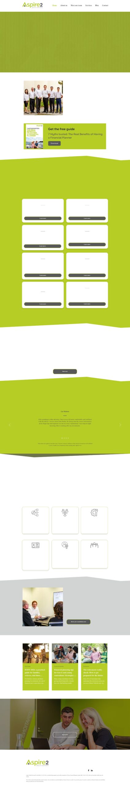 Aspire2 Wealth homepage screenshot