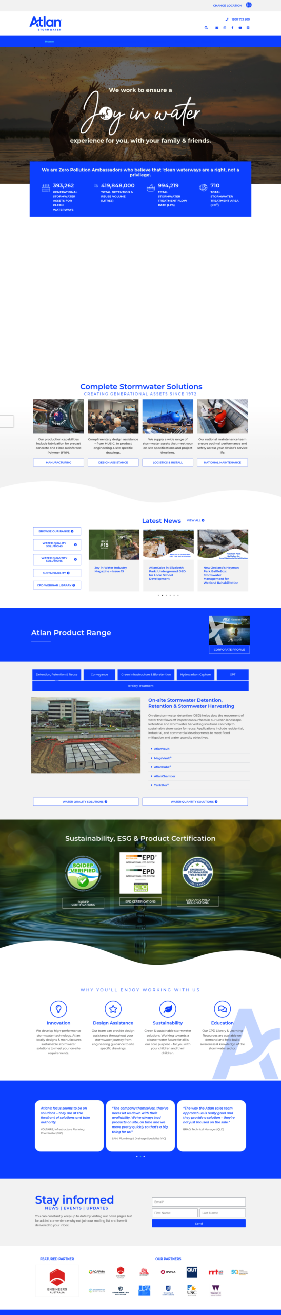 Atlan Stormwater homepage screenshot