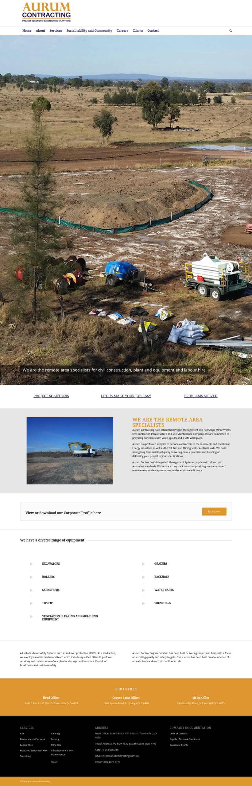 Aurum Contracting homepage screenshot