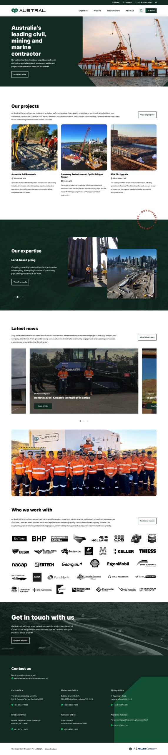 Austral Construction homepage screenshot