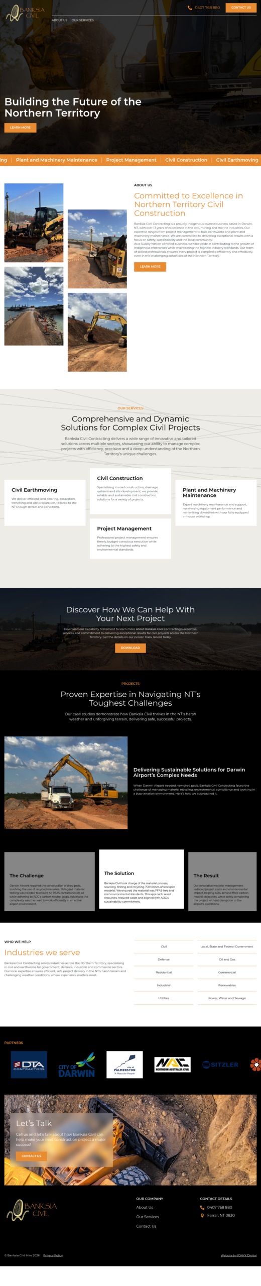Banksia Civil Pty Ltd homepage screenshot