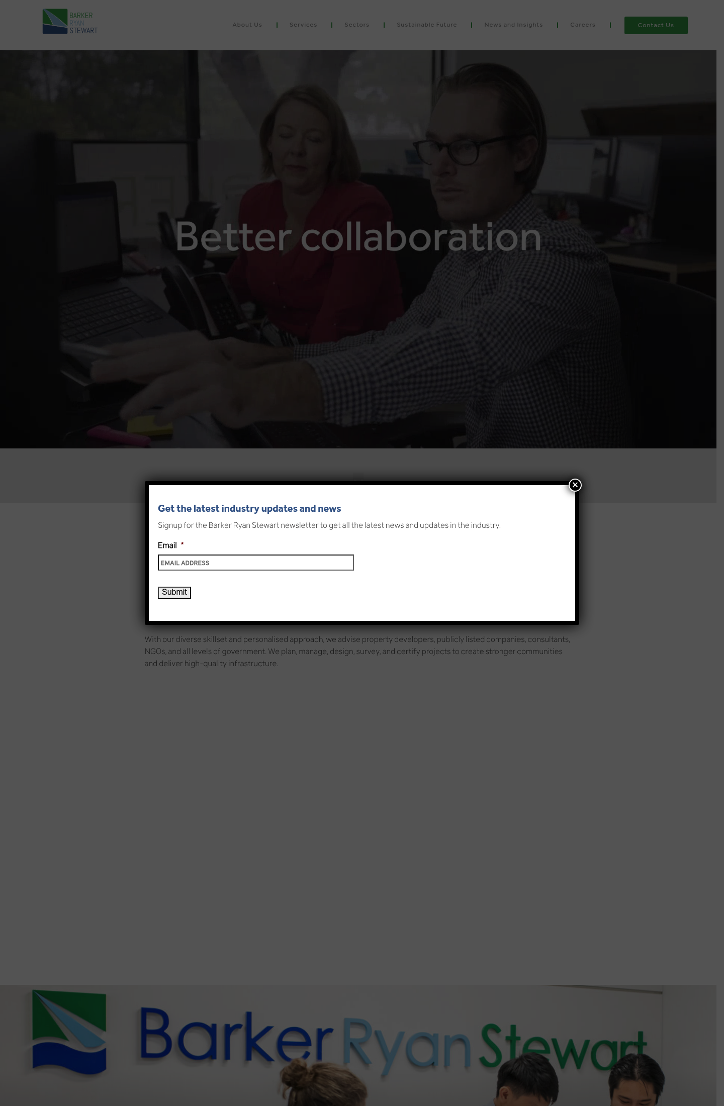 Barker Ryan Stewart homepage screenshot