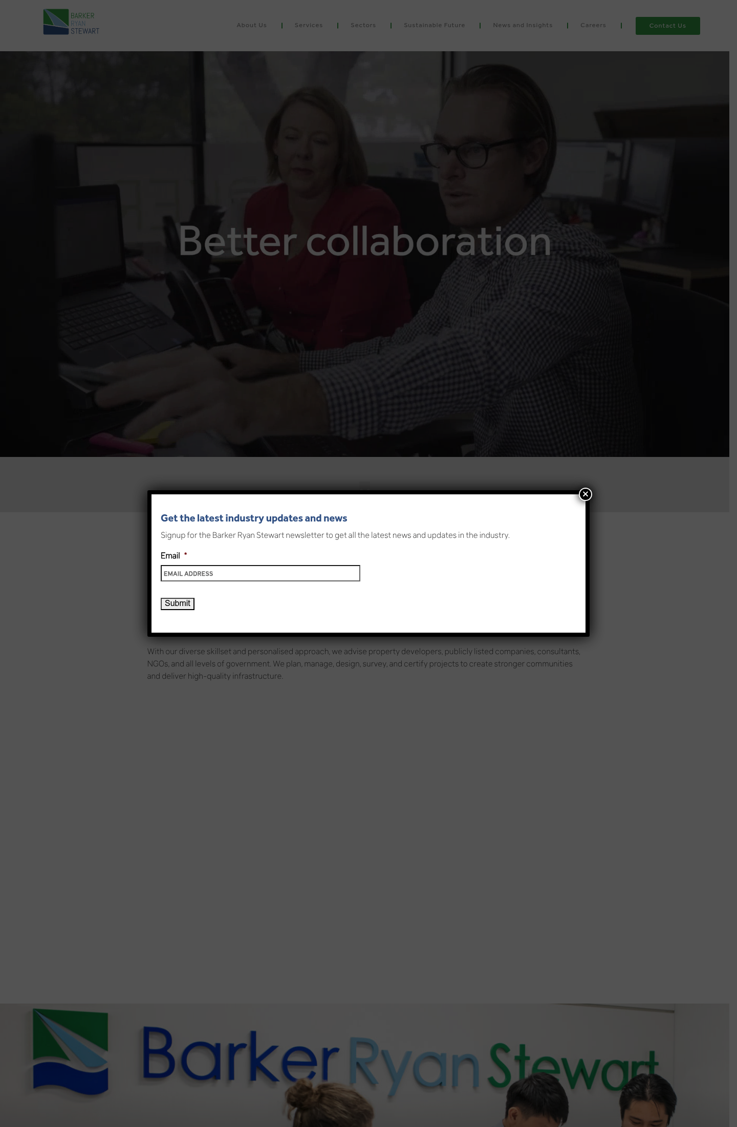 Barker Ryan Stewart homepage screenshot
