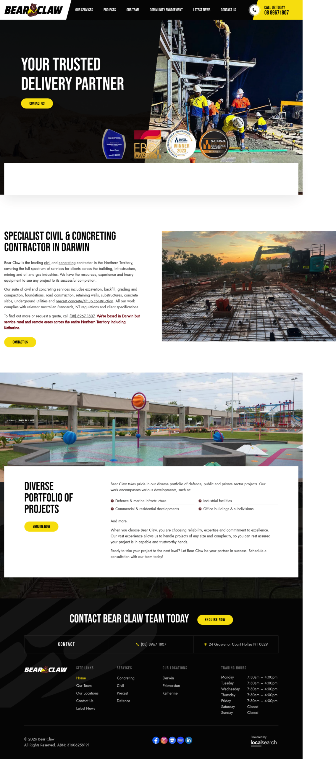 Bear Claw homepage screenshot