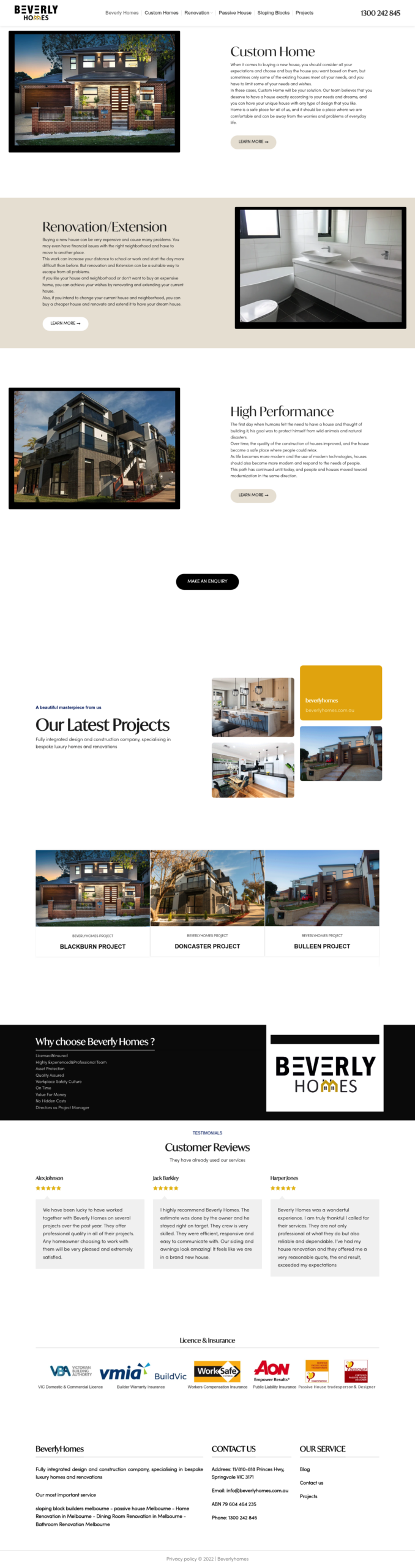 Beverly Homes homepage screenshot