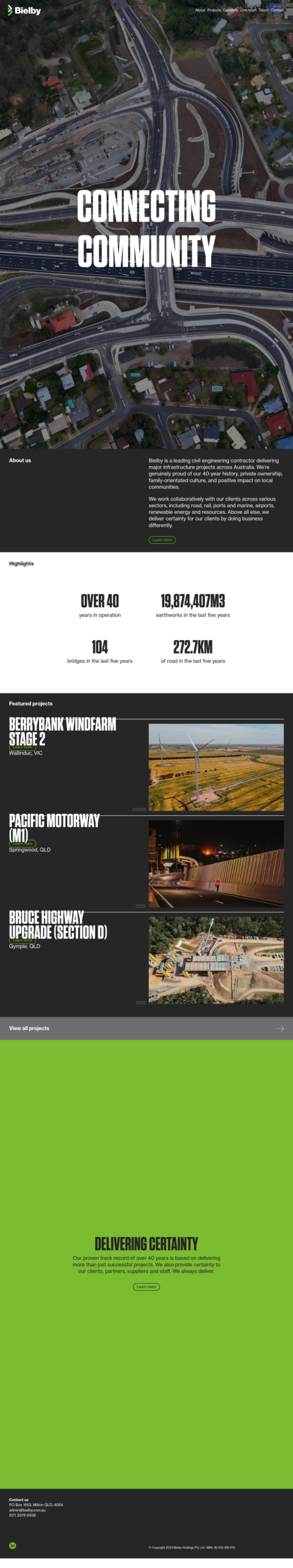 Bielby Holdings homepage screenshot
