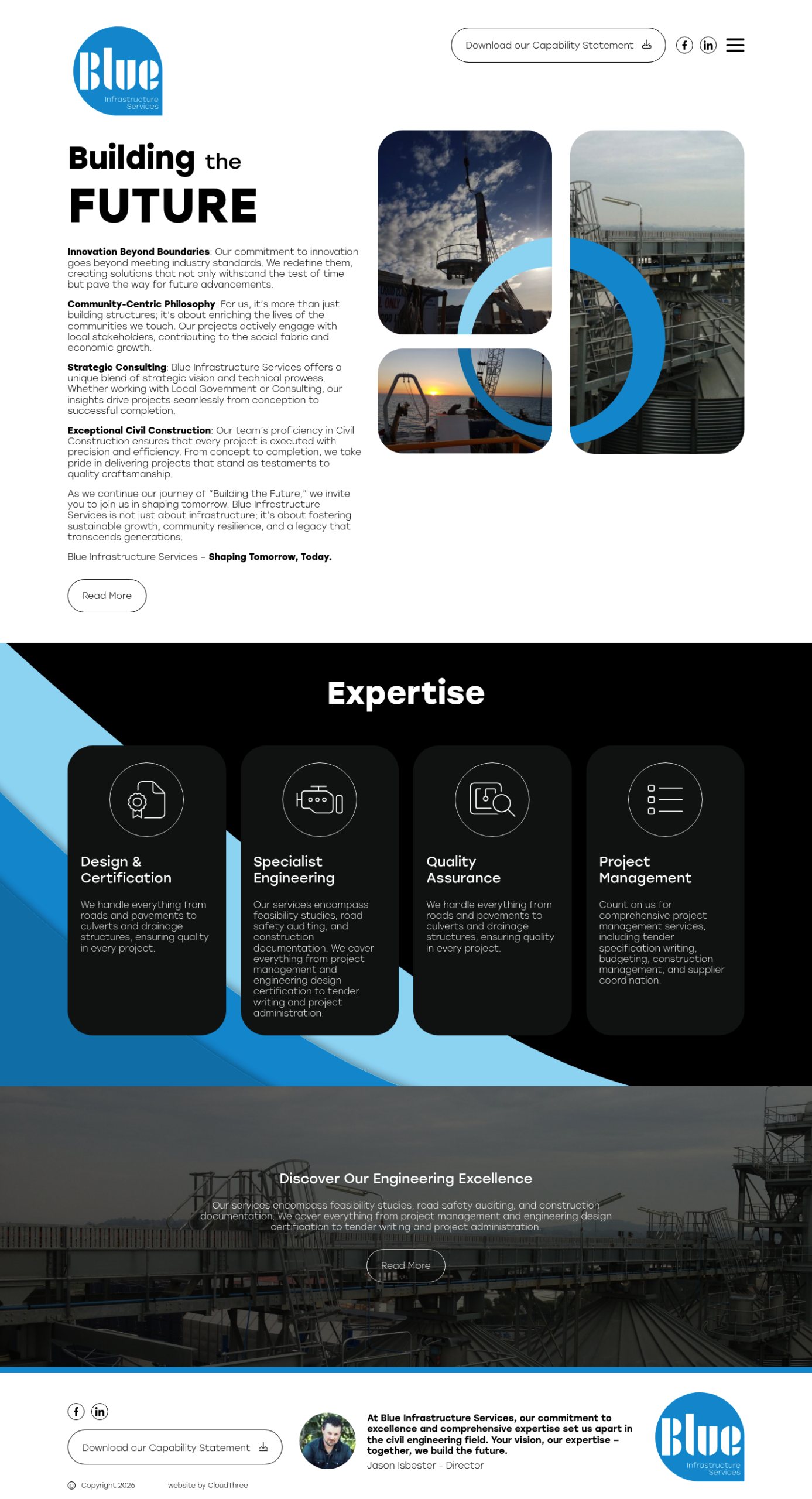 Blue Infrastructure Services homepage screenshot