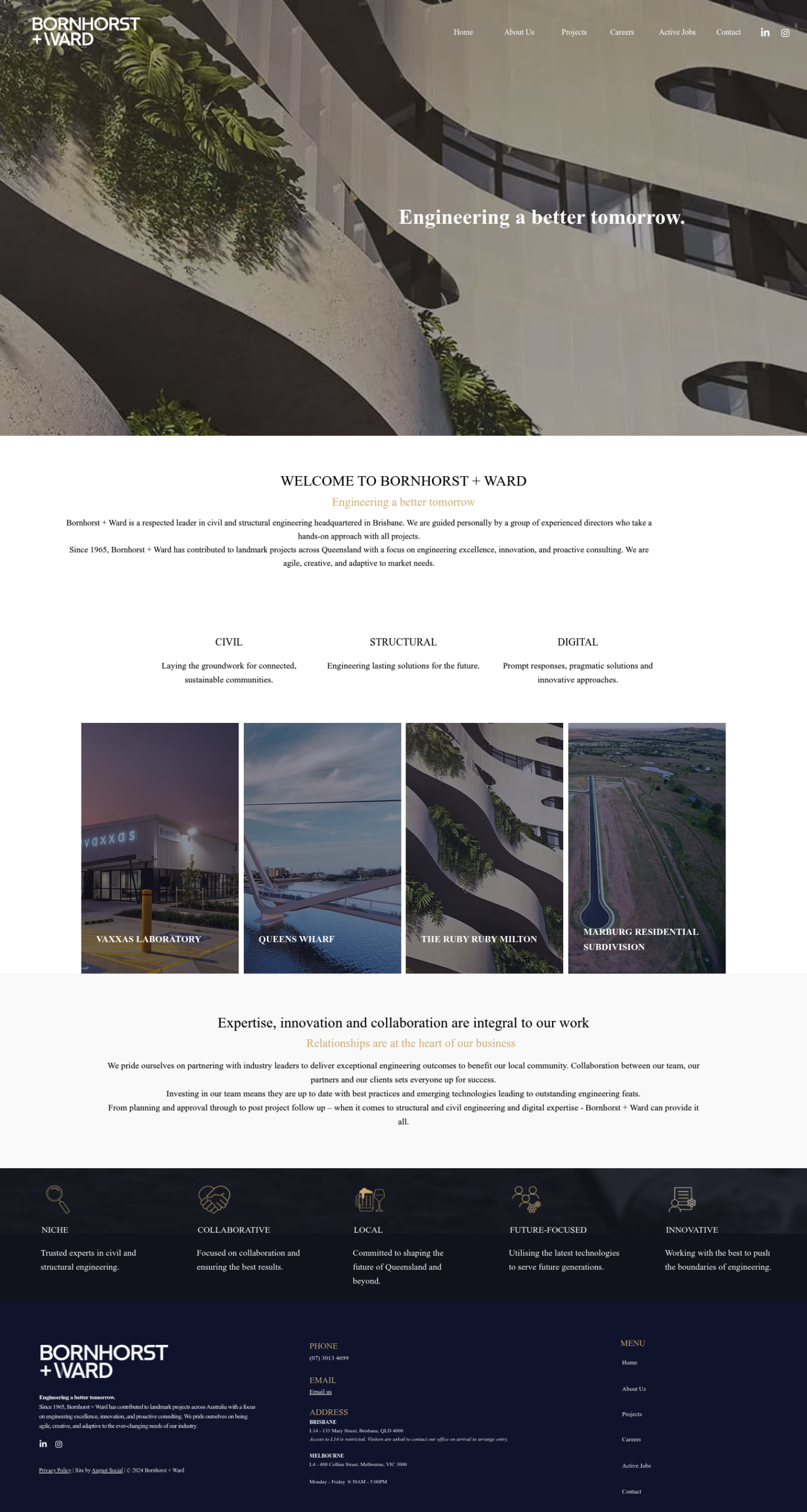 Bornhorst+Ward homepage screenshot