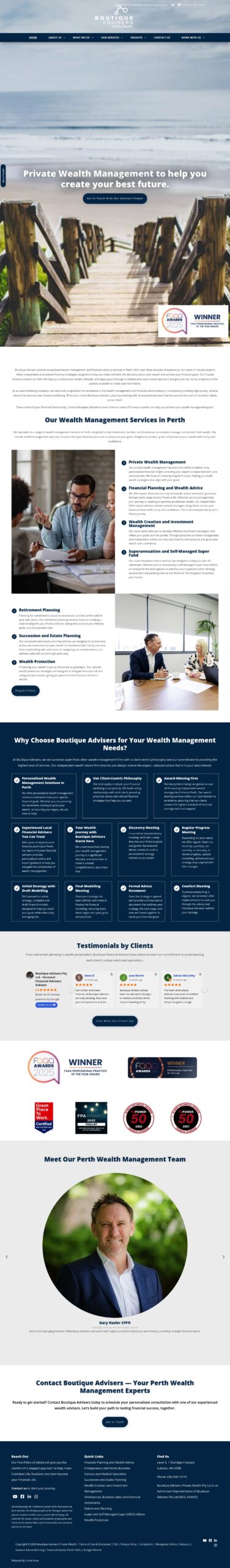 Boutique Advisers Private Wealth homepage screenshot