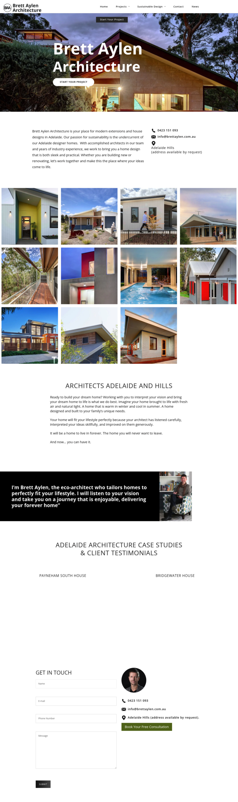 Brett Aylen Architecture homepage screenshot