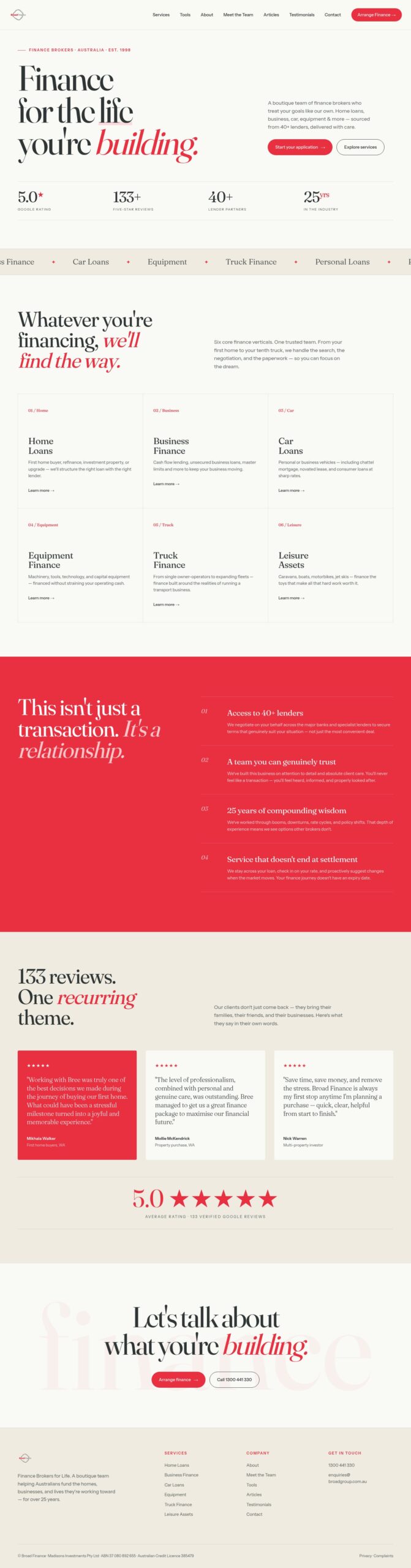 Broad Finance homepage screenshot