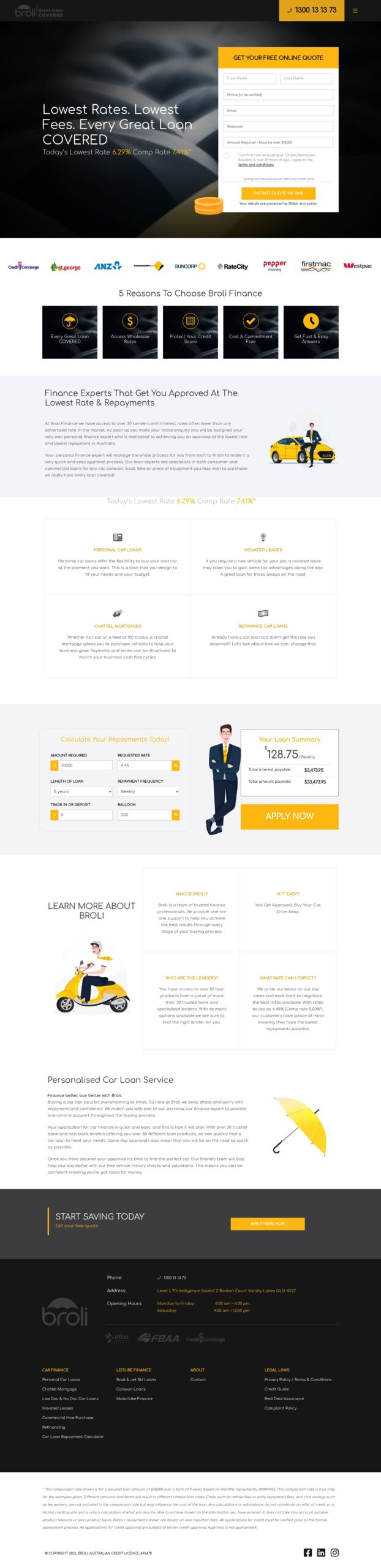 Broli Finance homepage screenshot