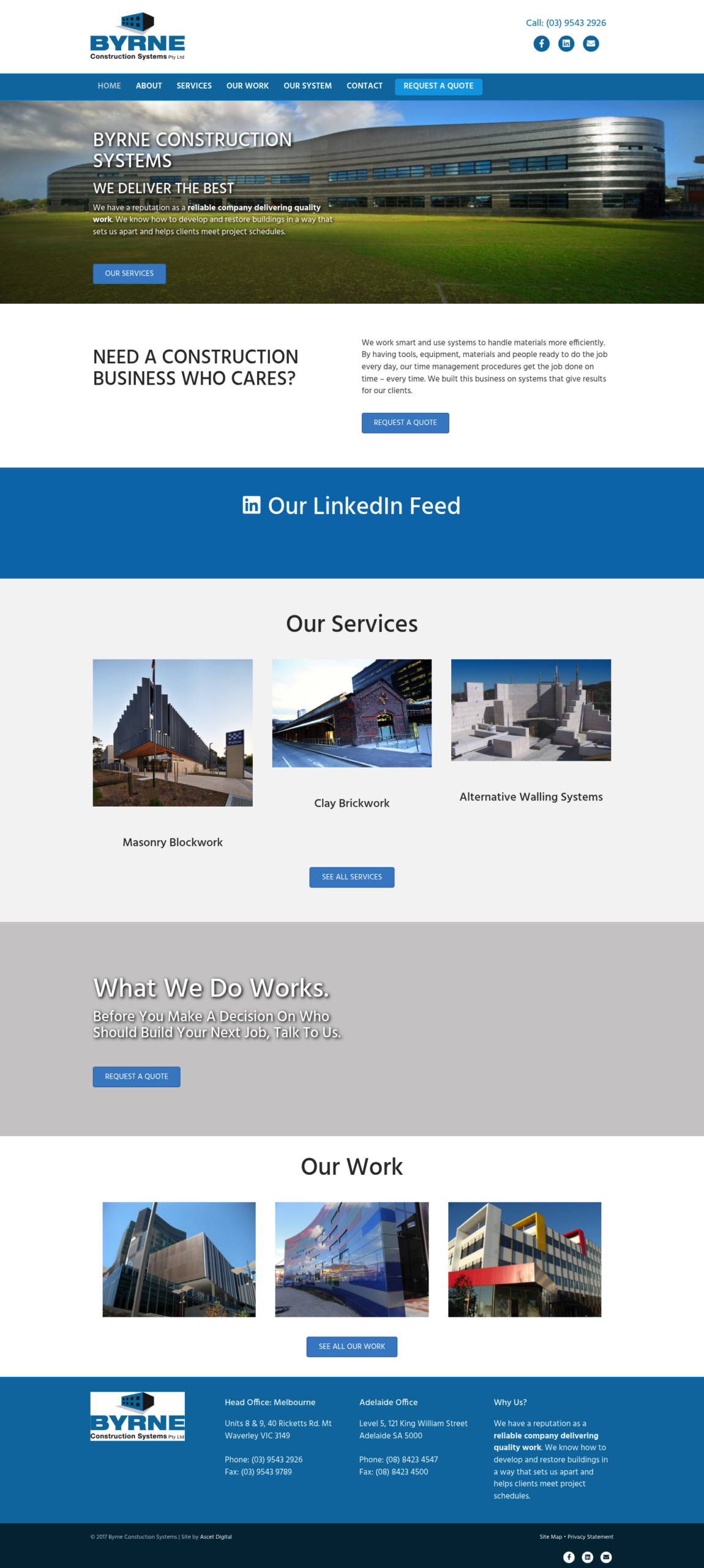 Byrne Construction Systems homepage screenshot