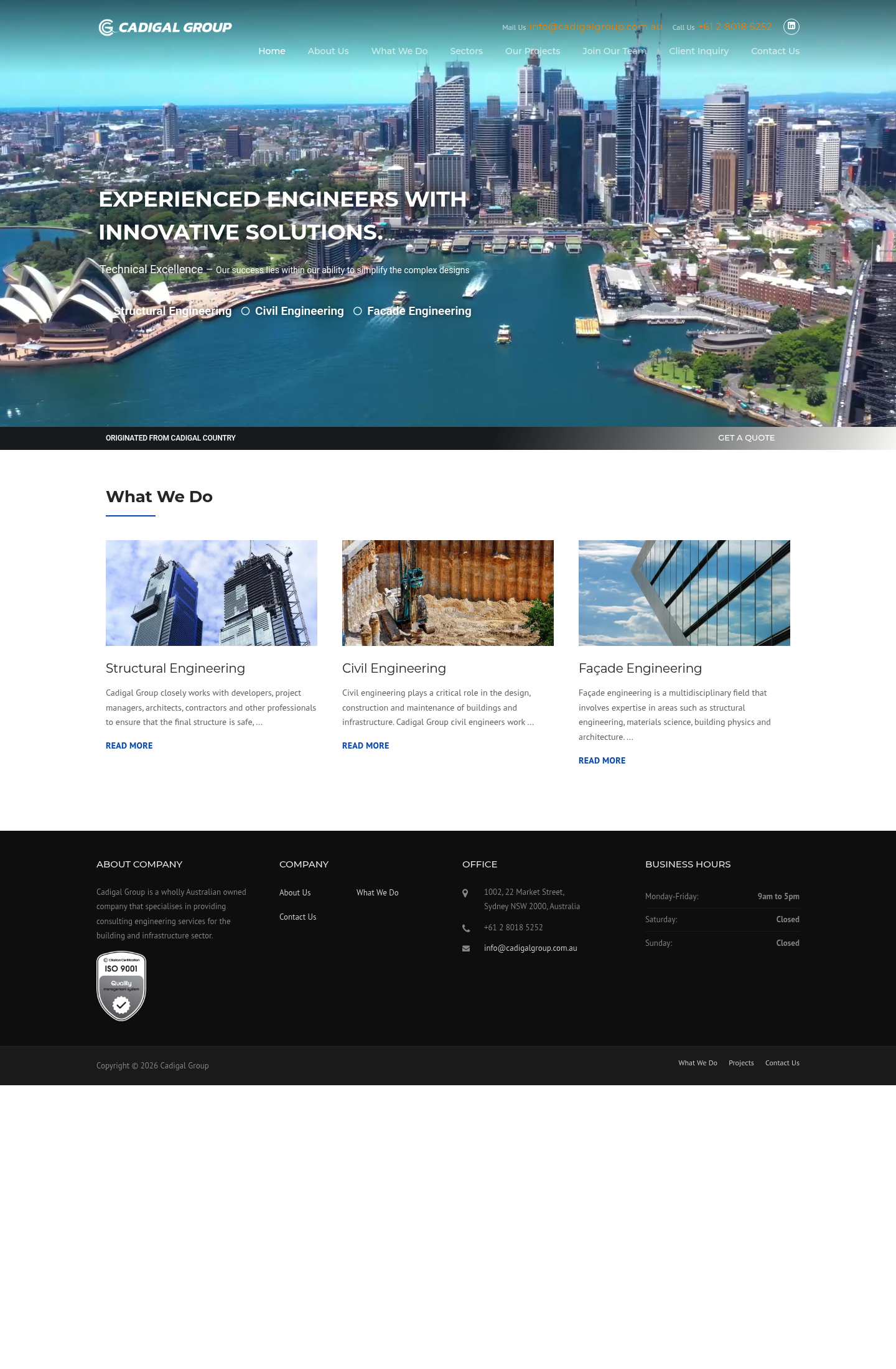 Cadigal Group homepage screenshot