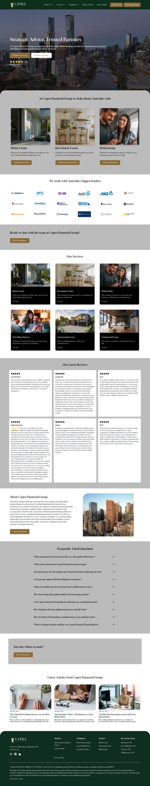 Capra Financial Group homepage screenshot