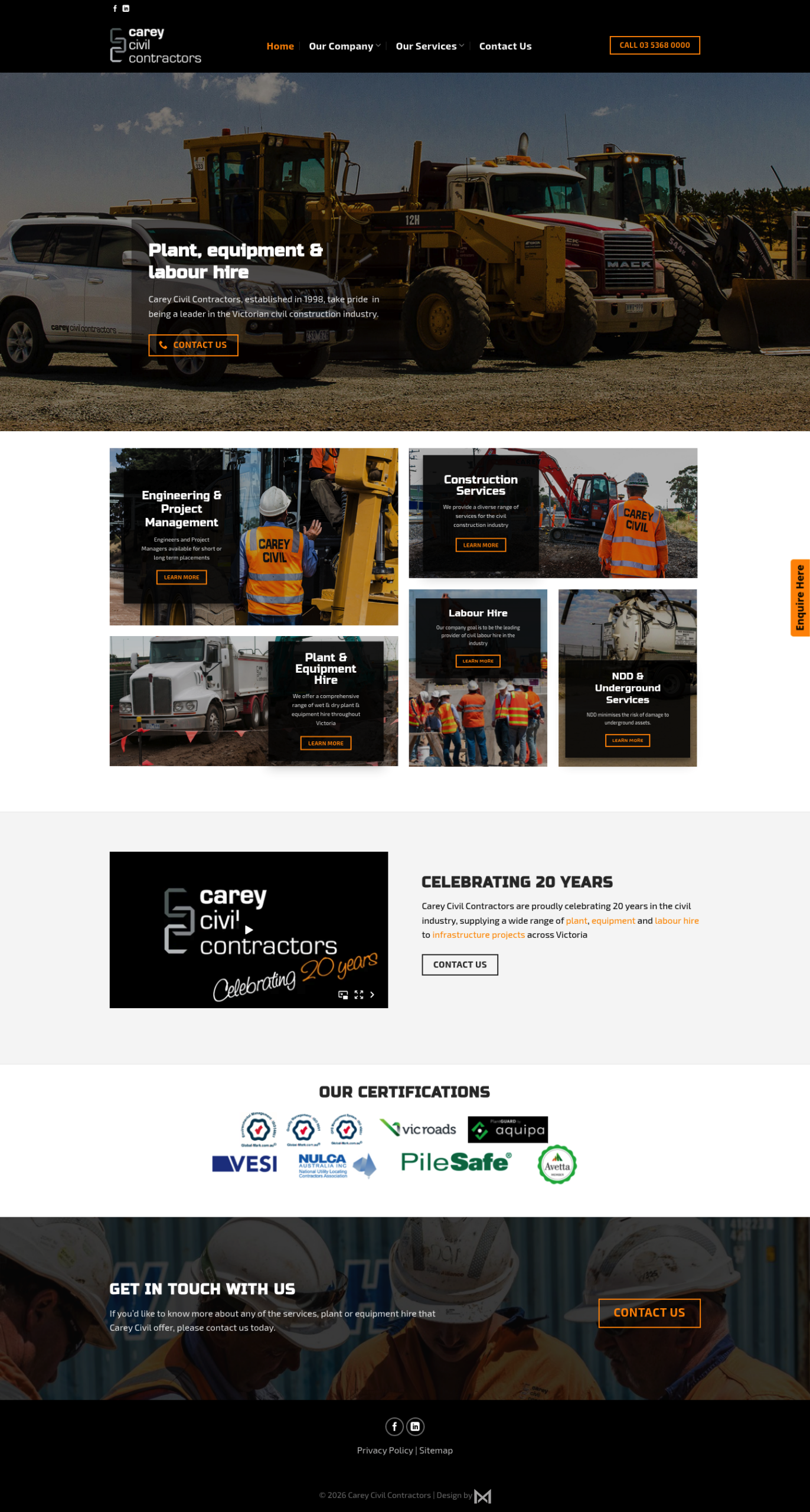 Carey Civil Contractors homepage screenshot