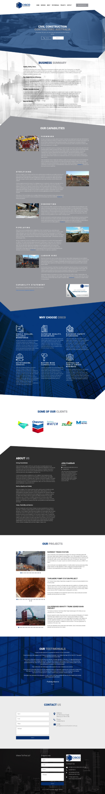 Cisco Construction homepage screenshot