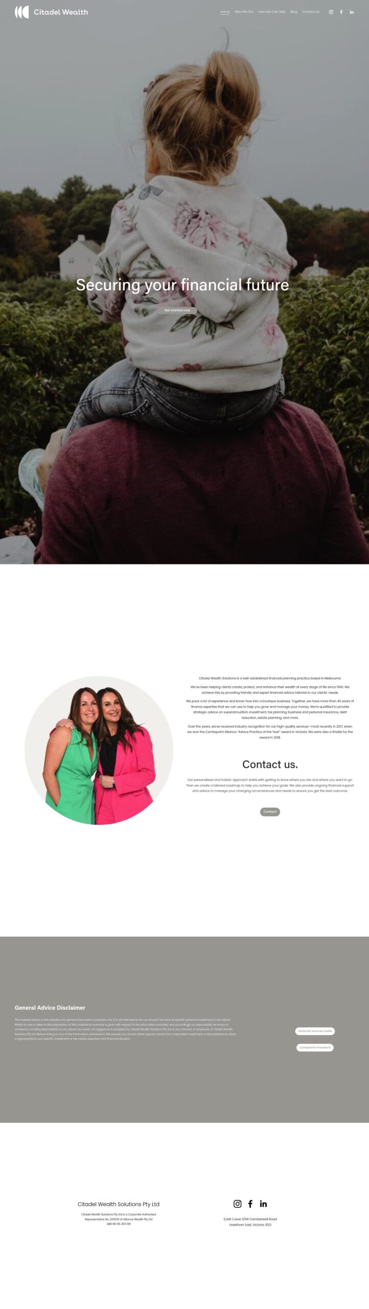 Citadel Wealth homepage screenshot