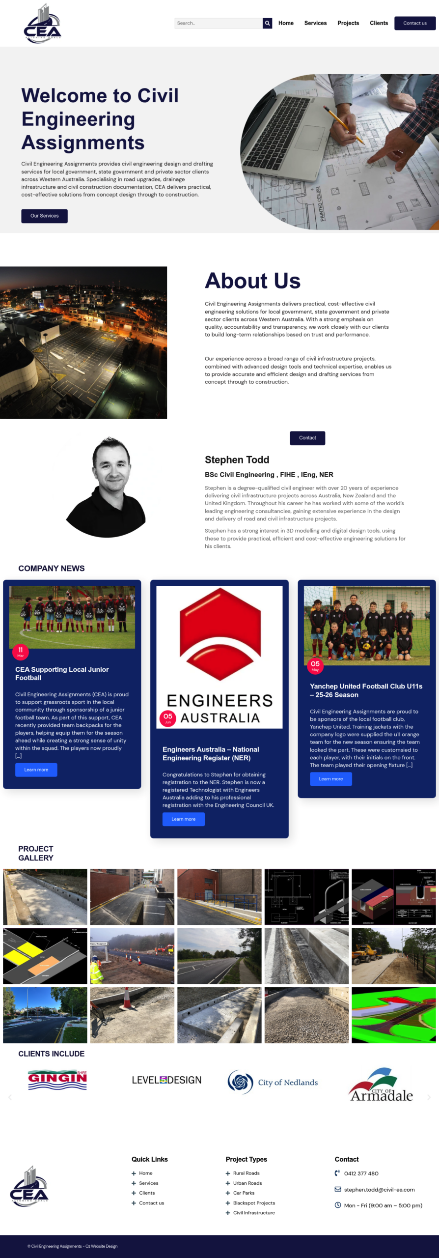 Civil Engineering Assignments homepage screenshot