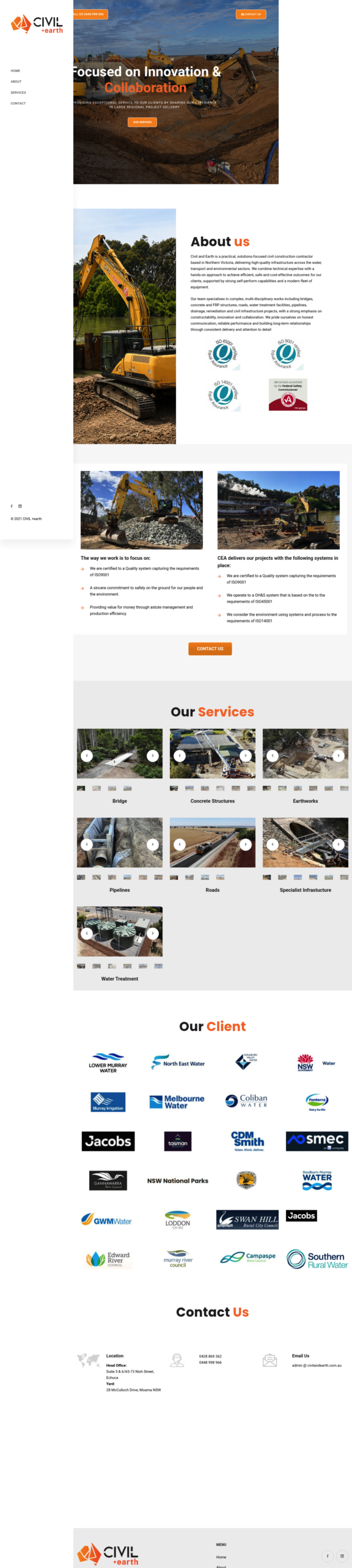 Civil and Earth Australia homepage screenshot