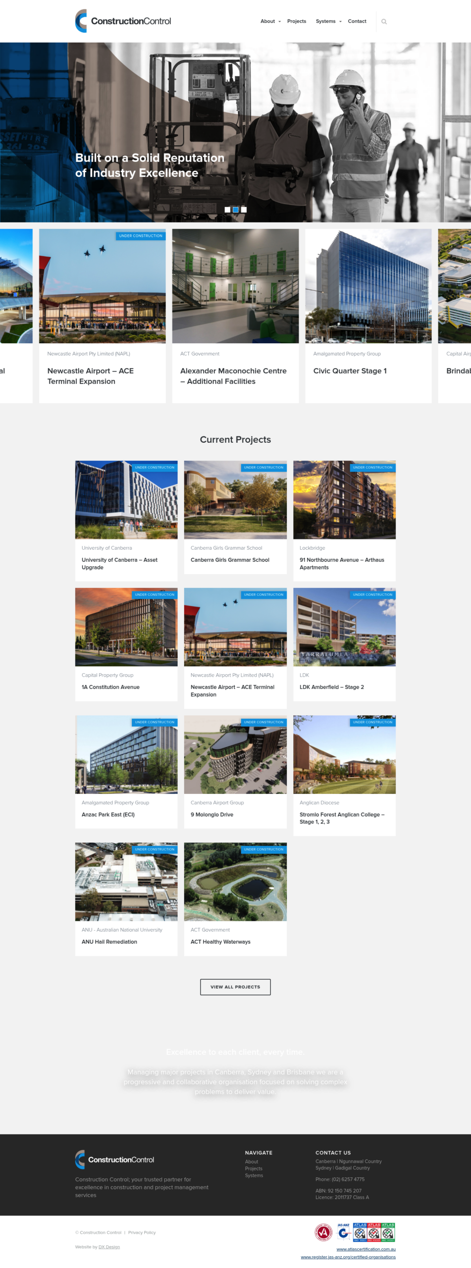Construction Control homepage screenshot
