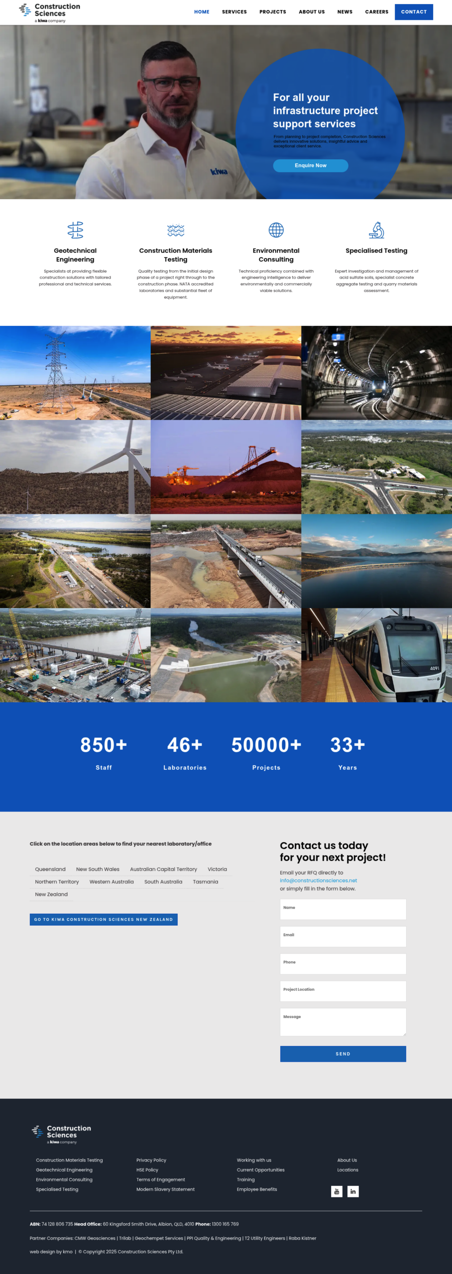 Construction Sciences homepage screenshot