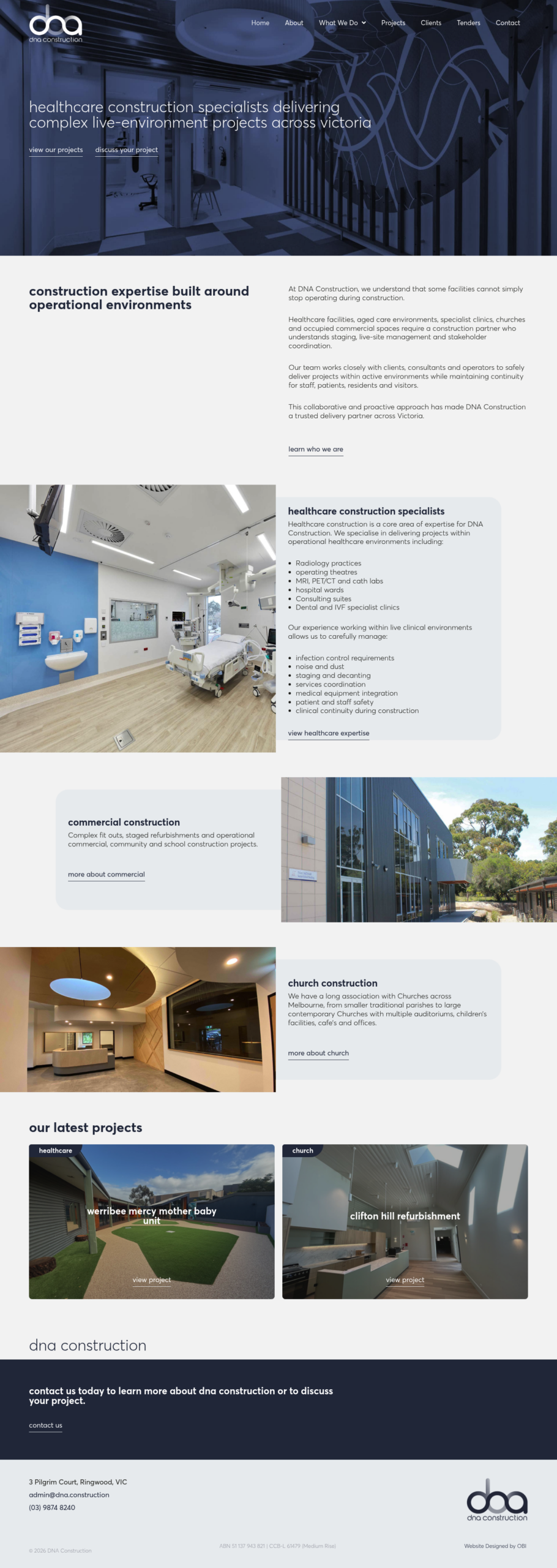 DNA Construction homepage screenshot