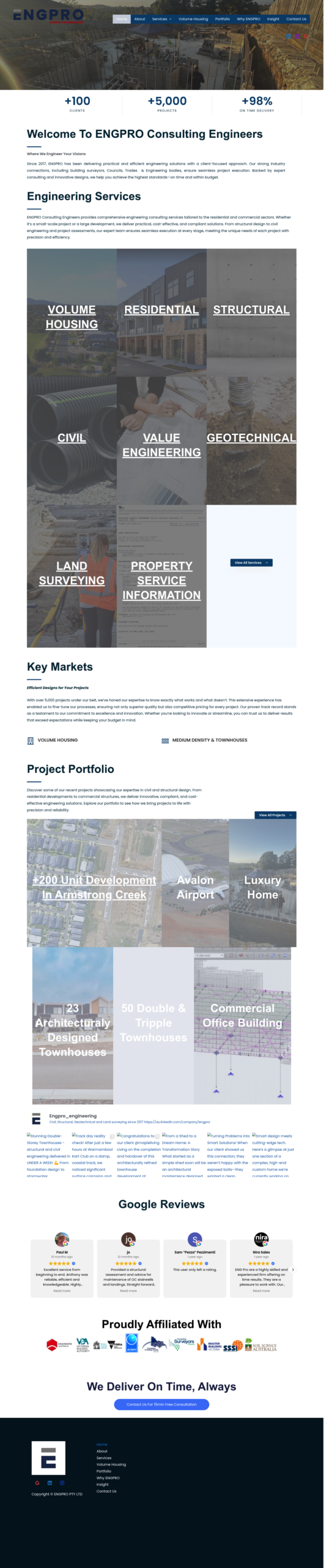 ENGPRO Consulting Engineers homepage screenshot