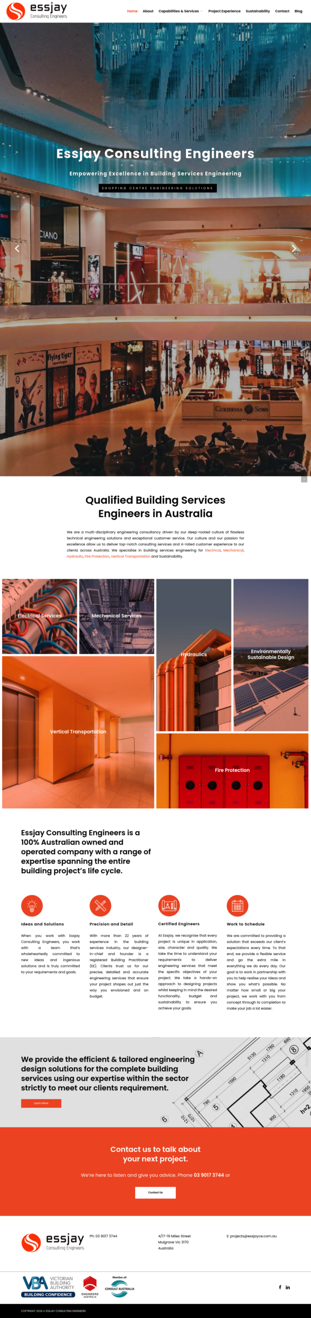 ESSJAY CONSULTING ENGINEERS homepage screenshot