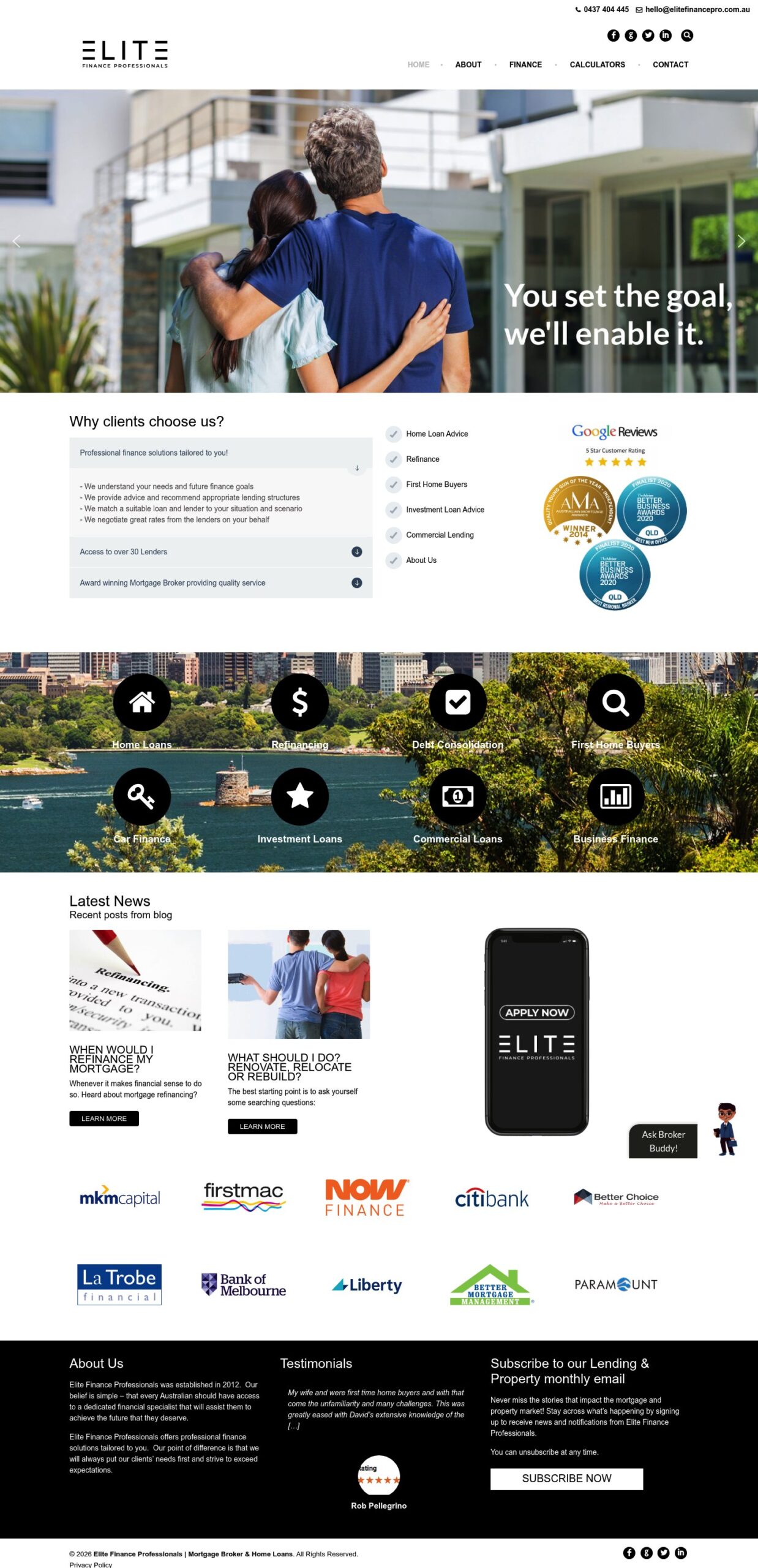 Elite Finance Professionals homepage screenshot
