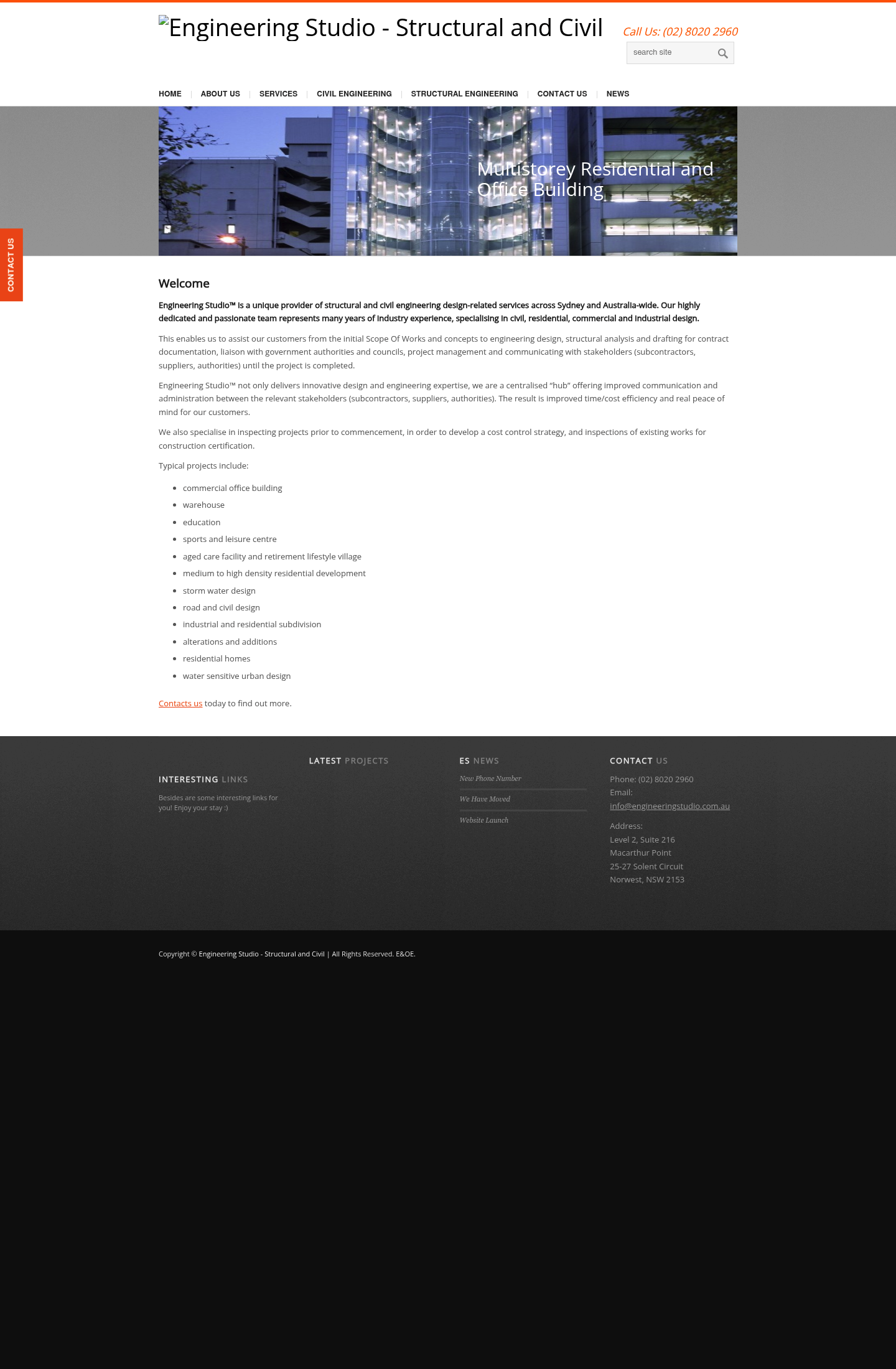 Engineering Studio Pty Ltd homepage screenshot